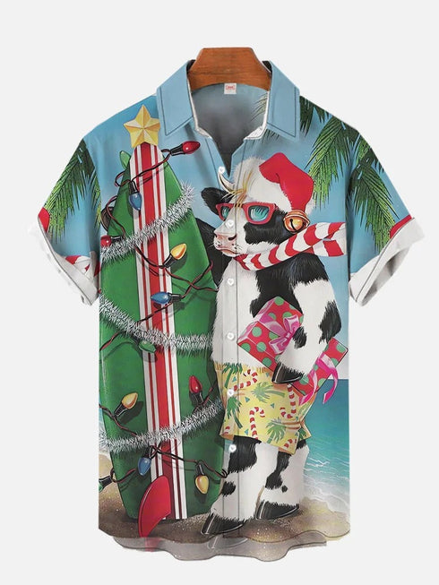 Men's Christmas Funny Graphic Short Sleeve Hawaiian Shirt